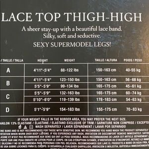 Victoria's Secret Accessories - NIB Victoria’s Secret lace top thigh highs. Size C Victoria's Secret Accessories - NIB Victoria’s Secret lace top thigh highs. Size C
